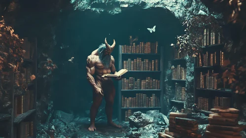 Horned Scholar in Subterranean Library