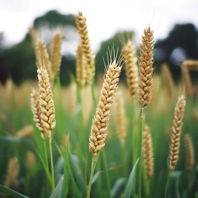 Ripe Wheat Stalks in Summer Field