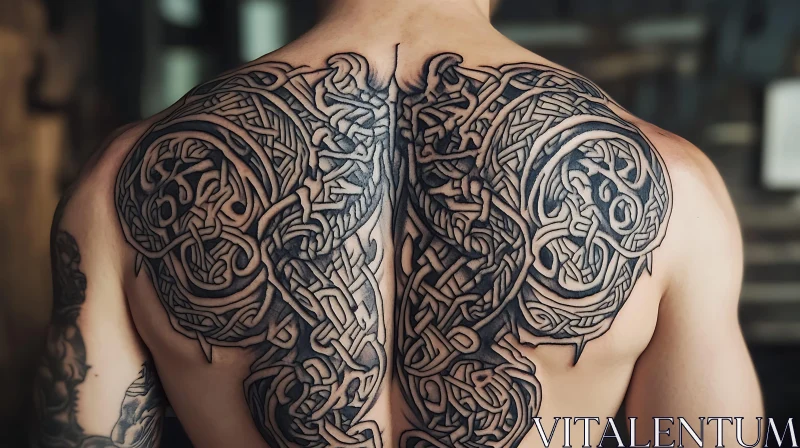 Complex Back Tattoo Art AI Image