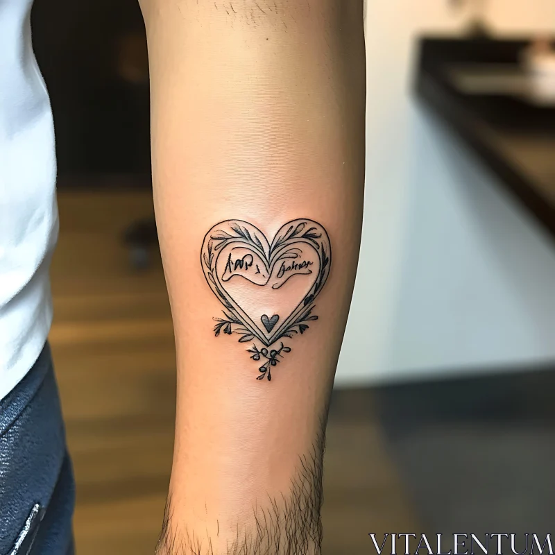 AI ART Heart-Shaped Arm Tattoo Design