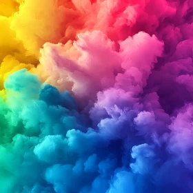 Swirling Rainbow Hues in Abstract Smoke