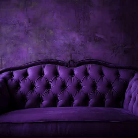 Elegant Violet Couch Against Textured Wall