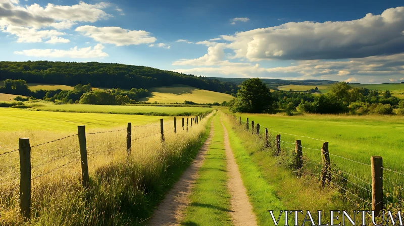 Scenic Path Through Verdant Landscape AI Image