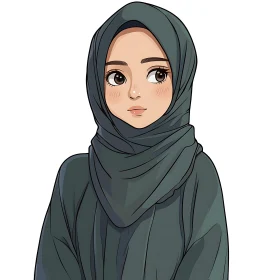 Stylized Woman in Hijab Artwork