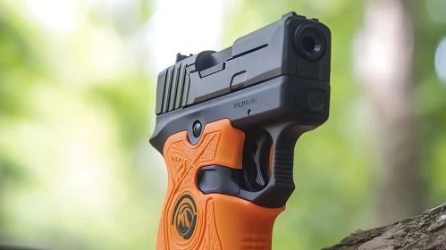 Pistol with Distinctive Orange Grip