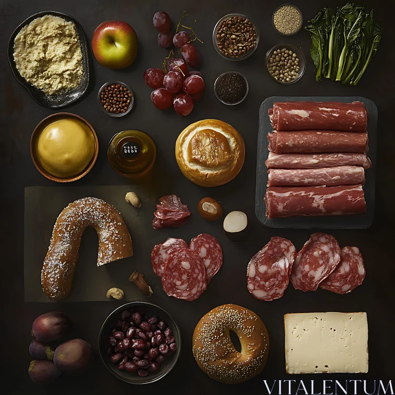 Culinary Ingredients Display AI Image