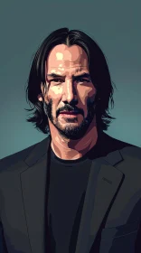 Stylized Digital Art of Keanu Reeves