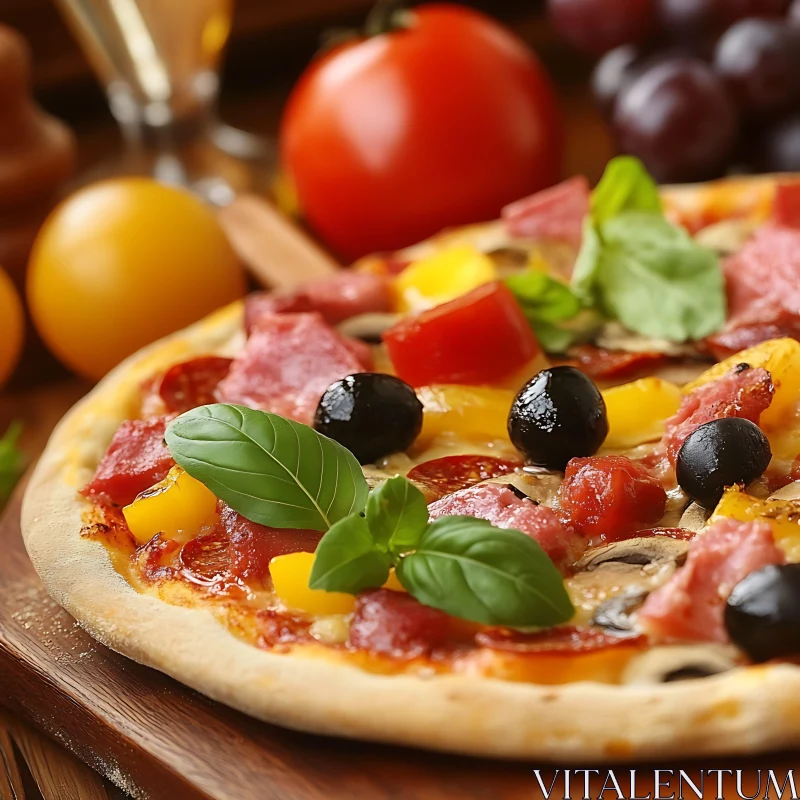 Gourmet Pizza with Fresh Toppings AI Image