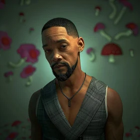 Mushroom-Themed Portrait of Will Smith