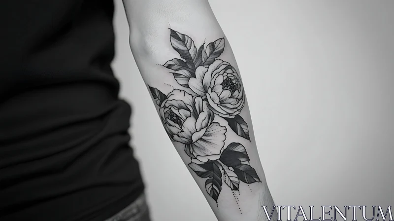 Intricate Peony Forearm Tattoo AI Image