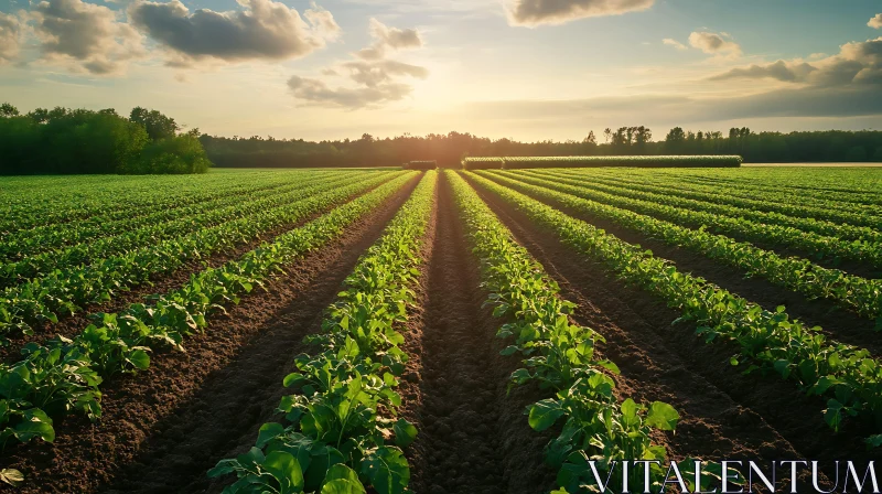 AI ART Agricultural Field at Sundown