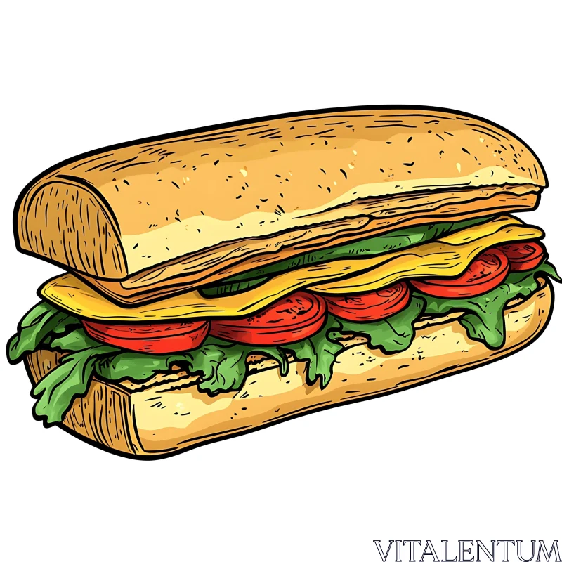 Colorful Sandwich Illustration AI Image