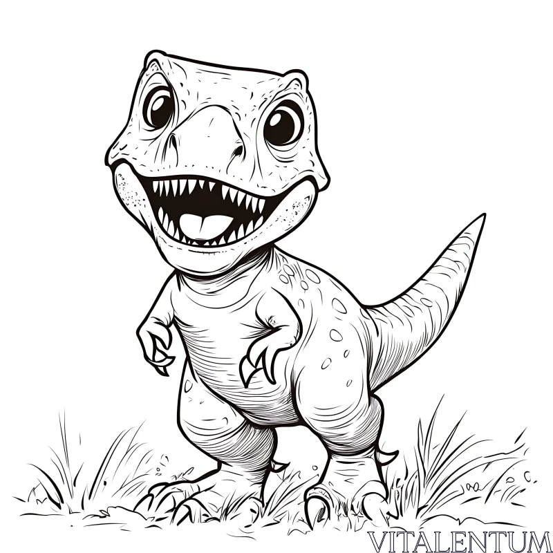Friendly Dinosaur Cartoon Illustration AI Image