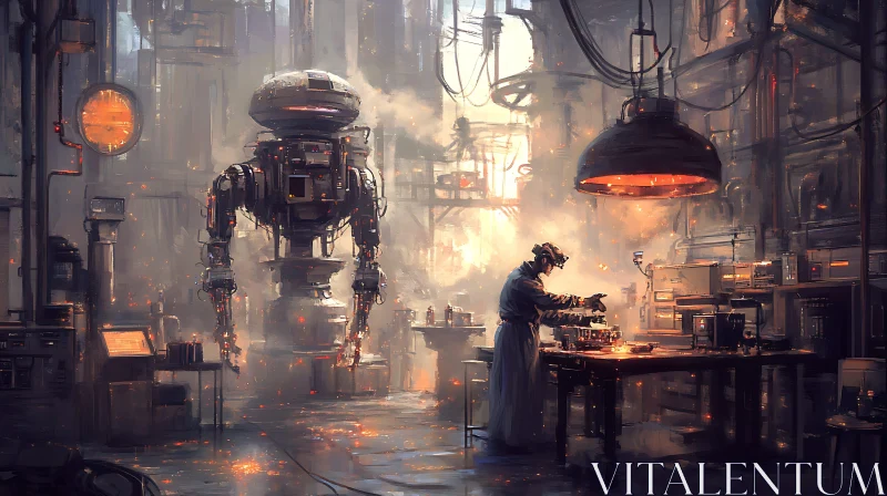 Industrial Age Robot Creation Scene AI Image