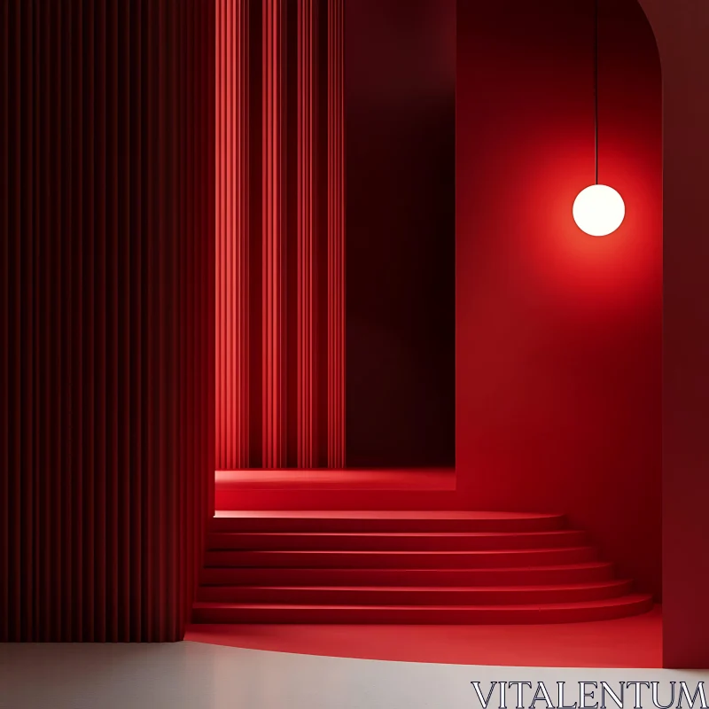 Geometric Red Interior AI Image