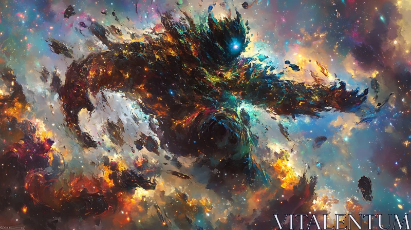 AI ART Nebula Figure with Starry Background