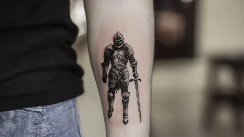 Detailed Knight Tattoo Design in Blackwork