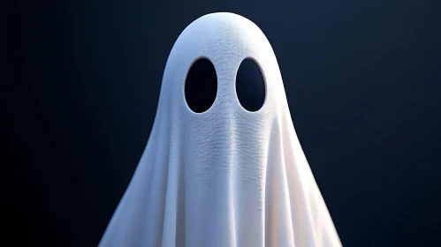 Simple Ghost Costume Against Dark Backdrop