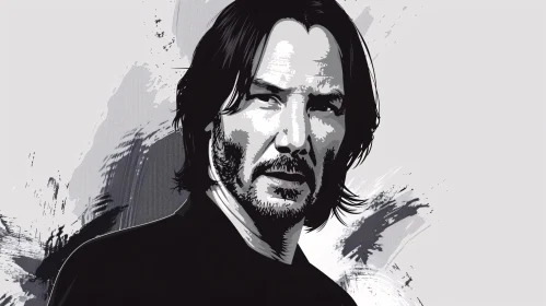 Keanu Reeves Monochrome Portrait