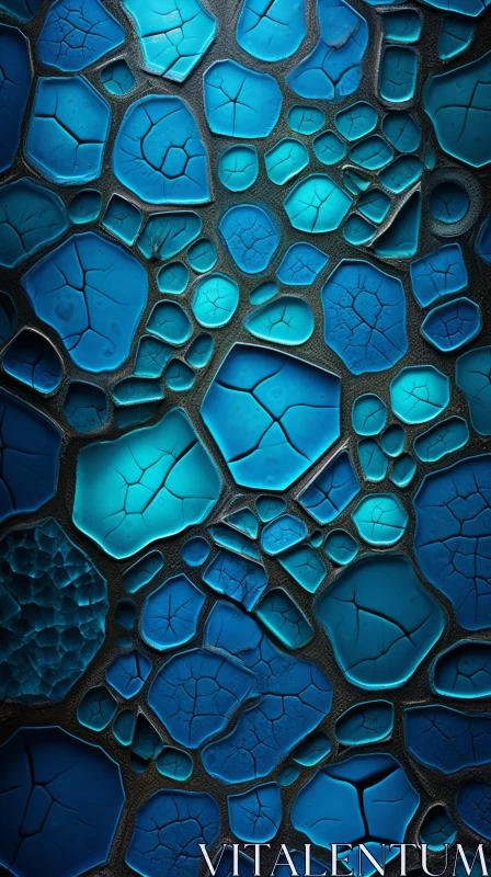 Blue-Green Abstract 3D Texture with Cracks AI Image