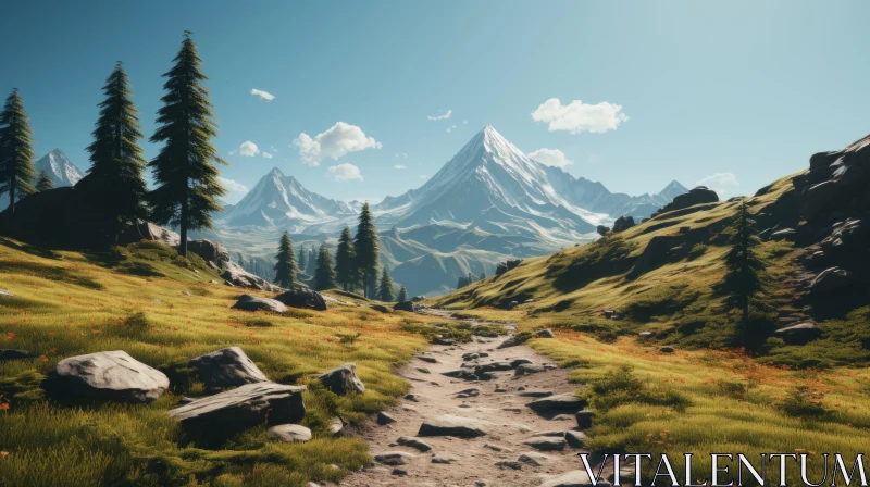 Breathtaking Mountain Range: Immersive Nature Landscapes AI Image