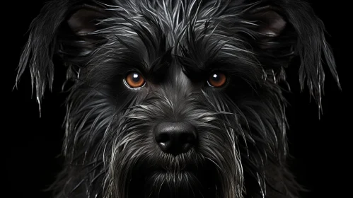 Captivating Black Dog Portrait with Intense Gaze