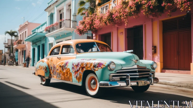 Captivating Vintage Car in Cuba | Dreamy Baroque-Inspired Composition AI Image