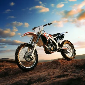 Motorcycle on Hill at Sunset