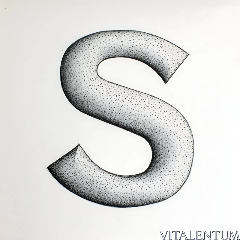 Monochrome Letter S Illustration AI Image