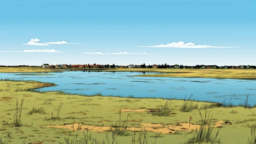 Prairiecore Comic Art - Serene Water and Sky