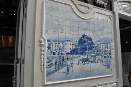 Blue and White Historical Tile Art