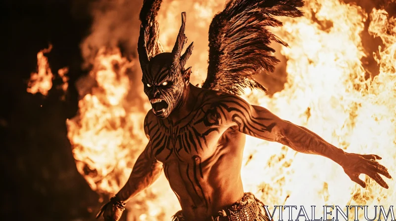 AI ART Winged Demon in Flames