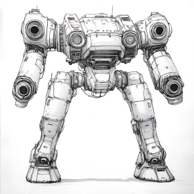 Mechanical Robot Sketch Art