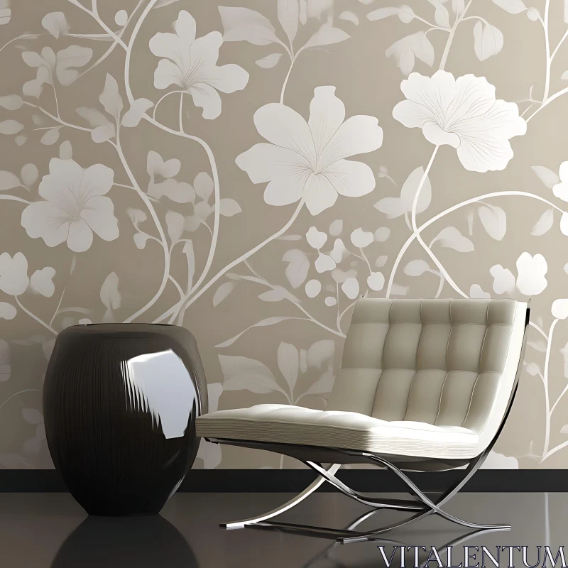 Modern Chair and Vase Interior AI Image