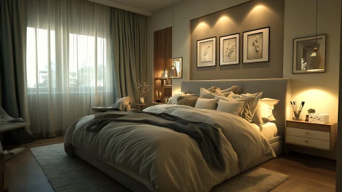 Cozy Bedroom with Natural Light and Neutral Tones