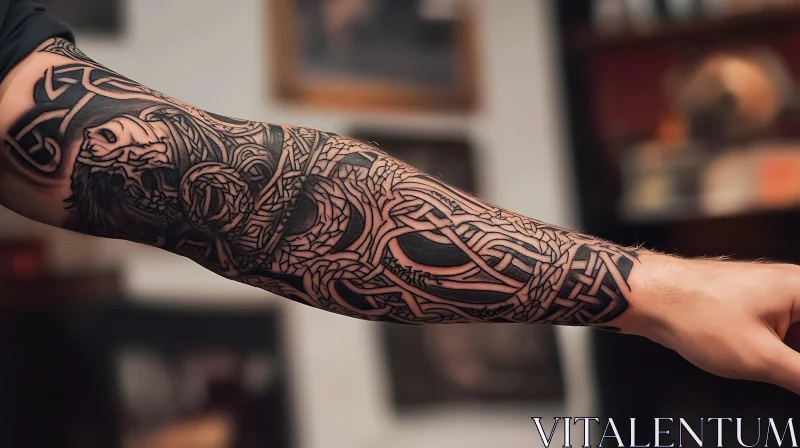 Detailed Celtic Tribal Tattoo on Arm AI Image