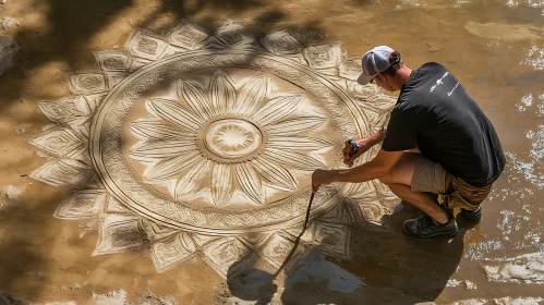 Sand Art Mandala Design by Artist