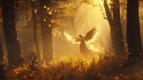 Guardian Angel in Autumnal Woods