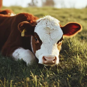 Cow in Grassy Field