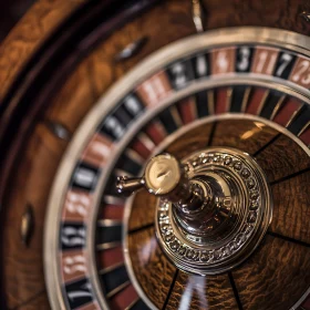 Detailed Macro Shot of a Roulette Wheel in a Casino