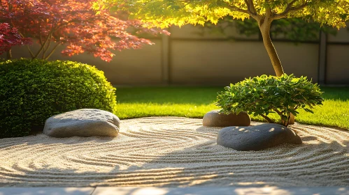 Peaceful Garden with Rocks and Sand