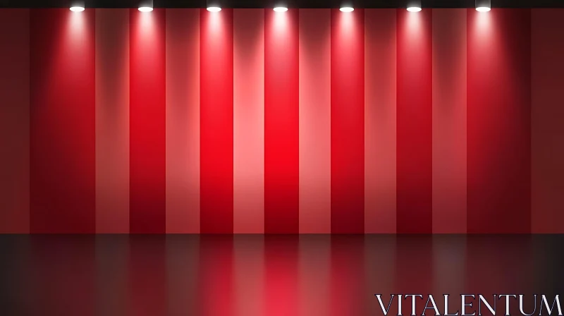 AI ART Vertical Red Bands with Spotlights