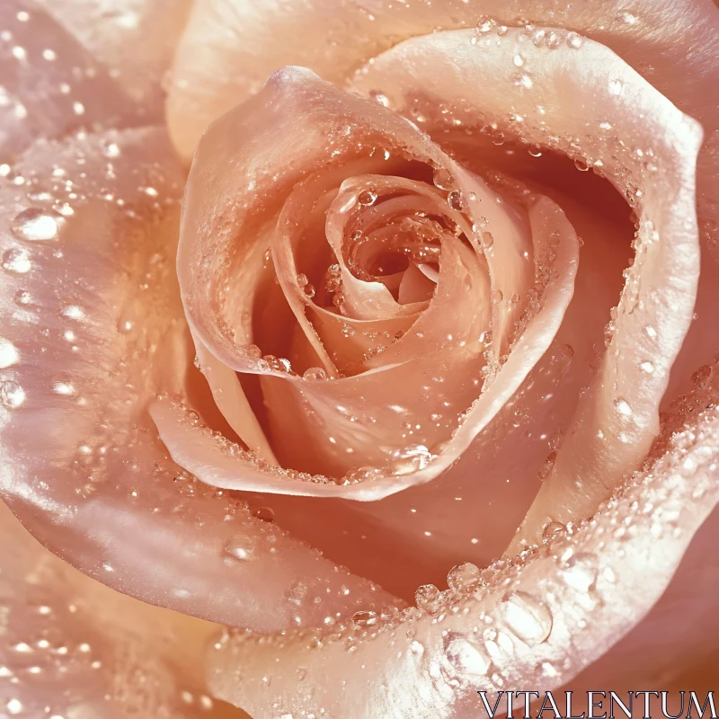 Pink Rose with Dew Close-Up AI Image