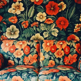 Seamless Floral Pattern on Couch and Wall