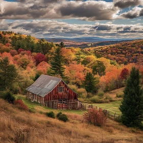 Rustic Barn in Fall Foliage