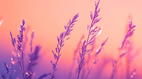 Dreamy Purple Grass Landscape