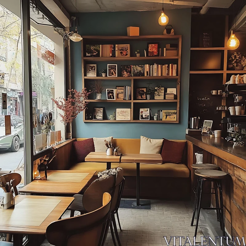 AI ART Cozy Cafe Corner: Books and Warmth