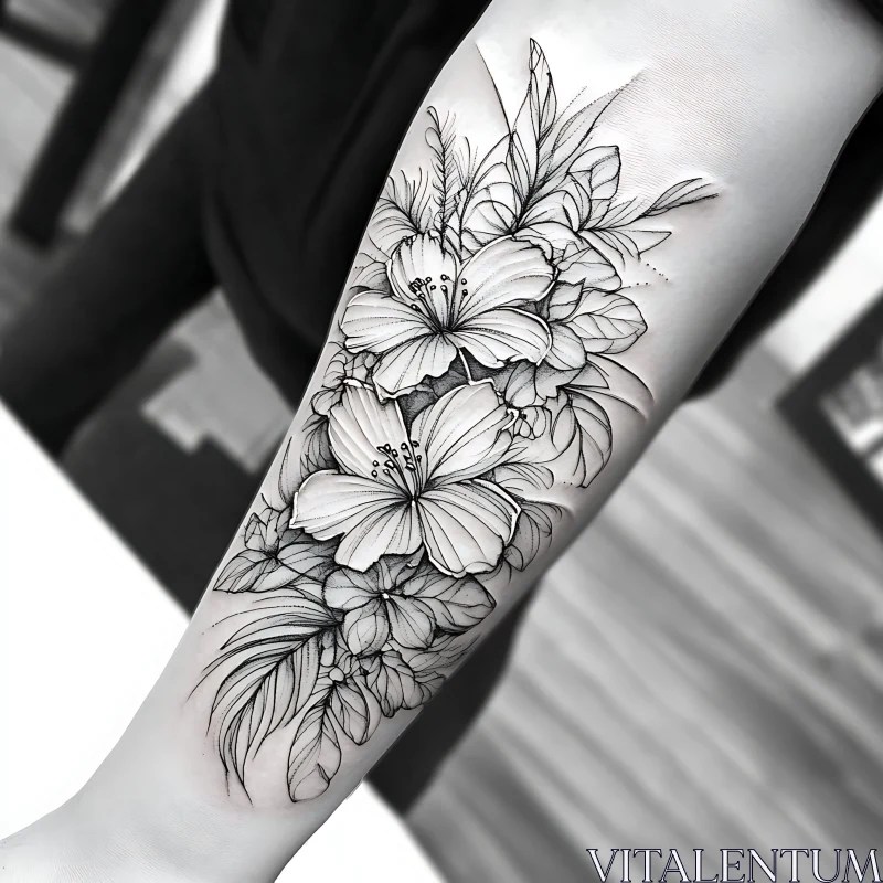 Intricate Floral Tattoo on Inner Forearm AI Image