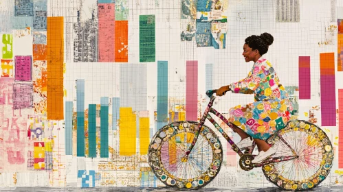 Colorful Bicycle Ride Art Piece