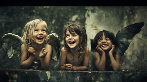 Three Winged Children Smiling